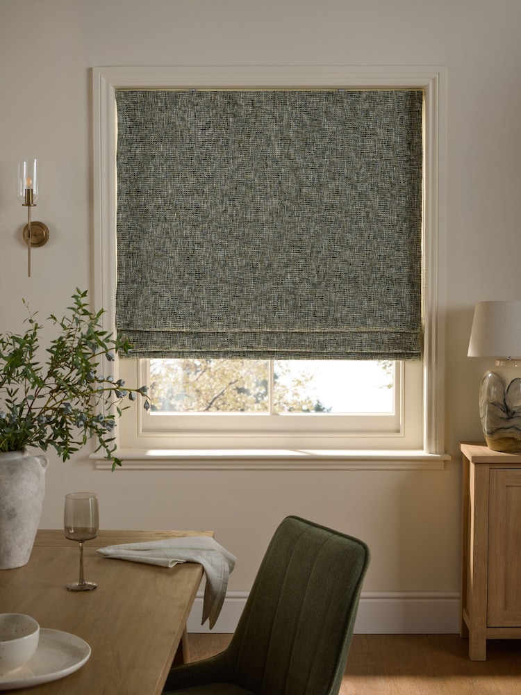 Green Ready Made Blackout/Thermal Textured Chenille Roman Blinds - Image 2 of 6 Green Ready Made Blackout/Thermal Textured Chenille Roman Blinds - Image 2 of 6