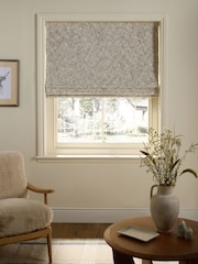 Grey Ready Made Blackout/Thermal Textured Chenille Roman Blinds - Image 1 of 6