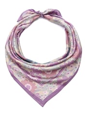 COACH Purple Script Laurel Floral Printed Silk Square Scarf - Image 1 of 4