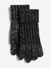 Lipsy Black Shimmer Ribbed Knitted Gloves - Image 3 of 3