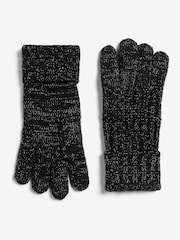 Lipsy Black Shimmer Ribbed Knitted Gloves - Image 5 of 5