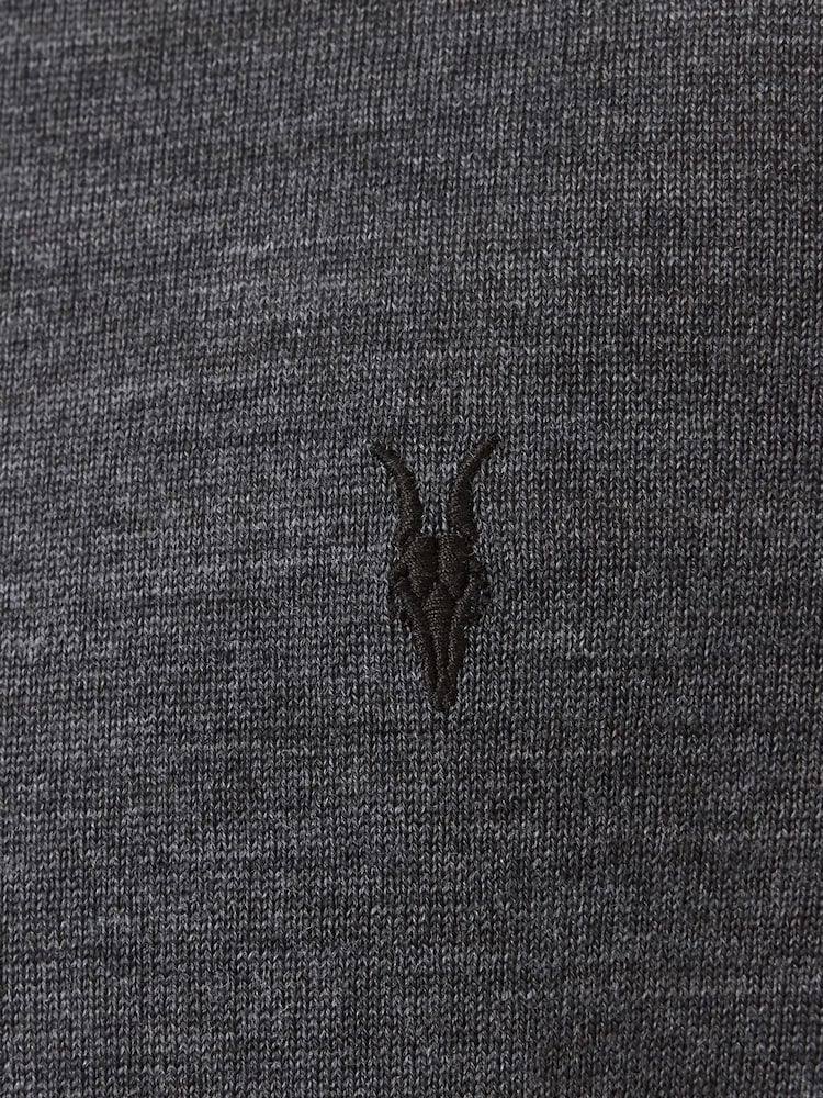 AllSaints Grey Mode Merino Polo Shirt - Image 6 of 7