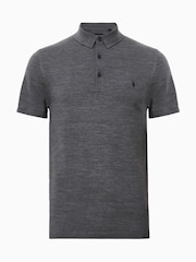 AllSaints Grey Mode Merino Polo Shirt - Image 7 of 7