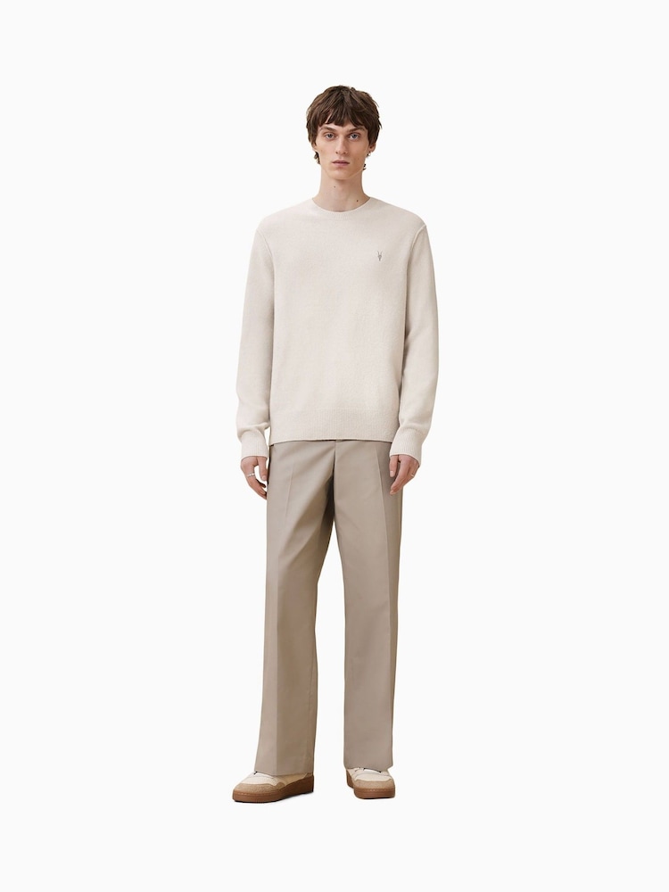 AllSaints White Statten Crew Jumper - Image 1 of 9