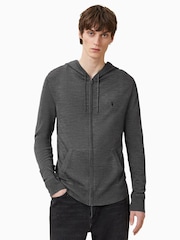AllSaints Grey Mode Merino Zip Hoodie - Image 1 of 8