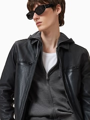 AllSaints Grey Mode Merino Zip Hoodie - Image 2 of 8