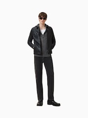 AllSaints Grey Mode Merino Zip Hoodie - Image 3 of 8