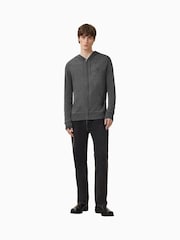 AllSaints Grey Mode Merino Zip Hoodie - Image 5 of 8