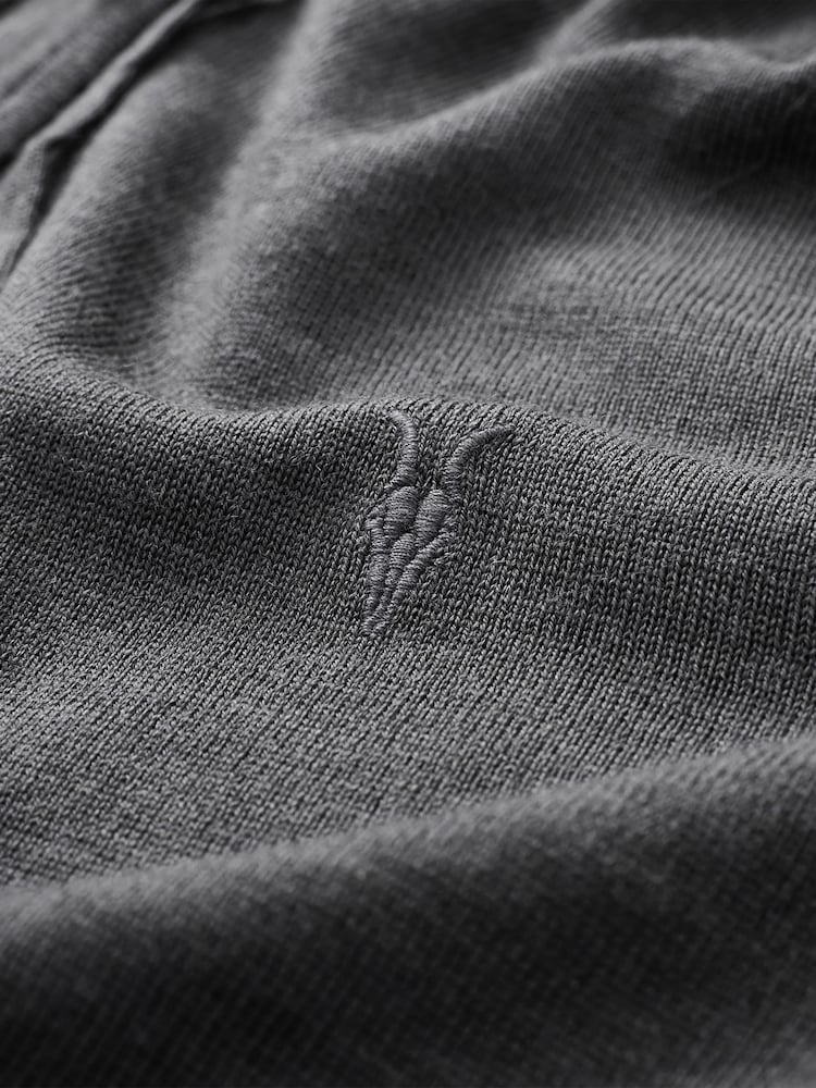 AllSaints Grey Mode Merino Zip Hoodie - Image 8 of 8