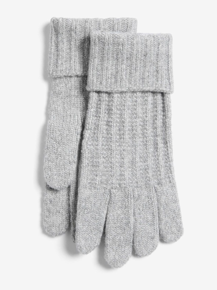 Lipsy Grey Shimmer Ribbed Knitted Gloves - Image 4 of 4