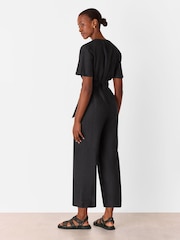 Whistles Black Fiona 100% Linen Button Jumpsuit - Image 2 of 5