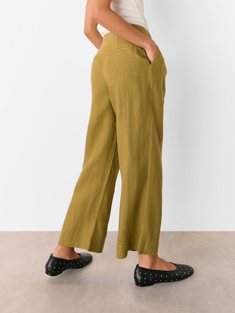 Whistles Green Millie 100% Linen Trousers - Image 2 of 5