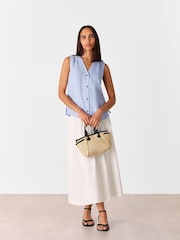 Whistles Blue Laura 100% Linen Tank - Image 3 of 5