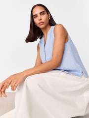Whistles Blue Laura 100% Linen Tank - Image 4 of 5