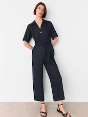 Whistles Blue Button Front Jumpsuit - Image 2 of 5