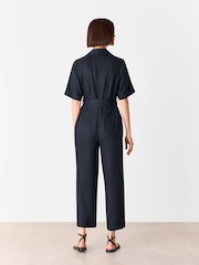 Whistles Blue Button Front Jumpsuit - Image 3 of 5