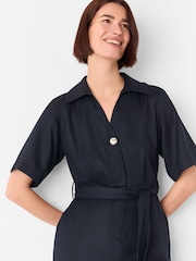 Whistles Blue Button Front Jumpsuit - Image 4 of 5