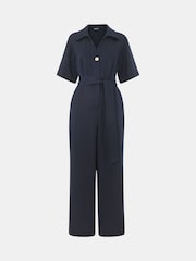 Whistles Blue Button Front Jumpsuit - Image 5 of 5