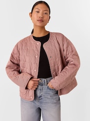 Whistles Pink Petite Maya Cotton Quilted Jacket - Image 1 of 4