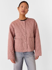 Whistles Pink Petite Maya Cotton Quilted Jacket - Image 4 of 4