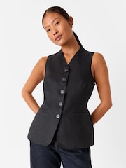 Whistles Black Petite Molly 100% Linen Waistcoat - Image 1 of 5