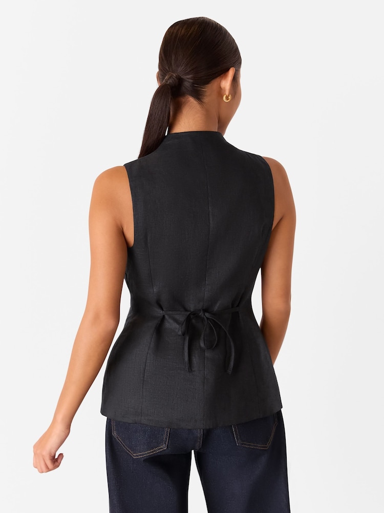 Whistles Black Petite Molly 100% Linen Waistcoat - Image 2 of 5