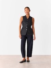 Whistles Black Petite Molly 100% Linen Waistcoat - Image 3 of 5