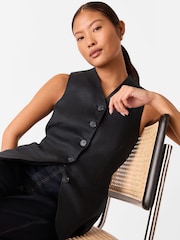 Whistles Black Petite Molly 100% Linen Waistcoat - Image 4 of 5