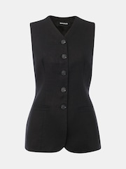 Whistles Black Petite Molly 100% Linen Waistcoat - Image 5 of 5