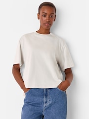 Whistles Cream Relaxed 100% Cotton T-Shirt - Image 1 of 5