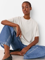 Whistles Cream Relaxed 100% Cotton T-Shirt - Image 2 of 5