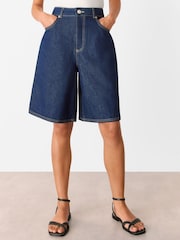 Whistles Dark Denim 100% Cotton Authentic Knee Length Shorts - Image 1 of 5