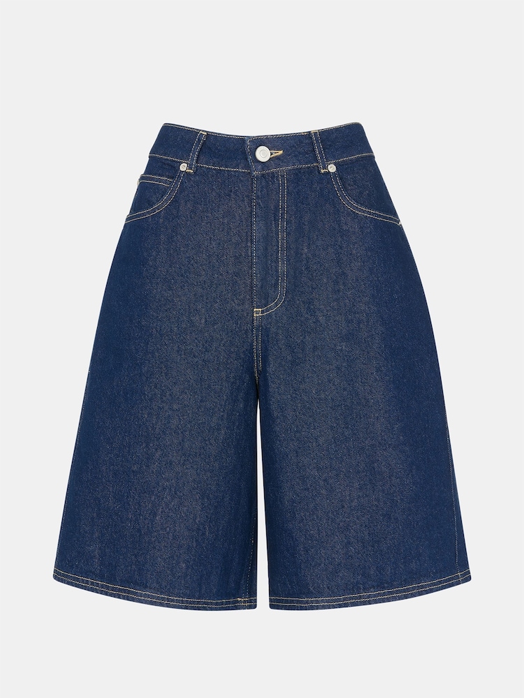 Whistles Dark Denim 100% Cotton Authentic Knee Length Shorts - Image 5 of 5