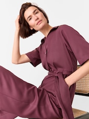 Whistles Purple Button Front Jumpsuit - Image 3 of 5