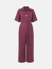Whistles Purple Button Front Jumpsuit - Image 5 of 5