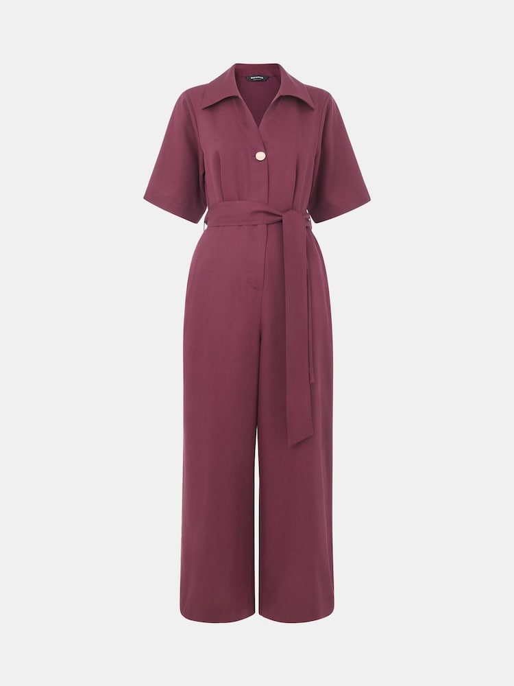 Whistles Purple Button Front Jumpsuit - Image 5 of 5