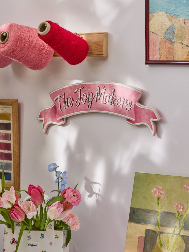 Cath Kidston Pink Slogan Wall Plaque - Image 1 of 3