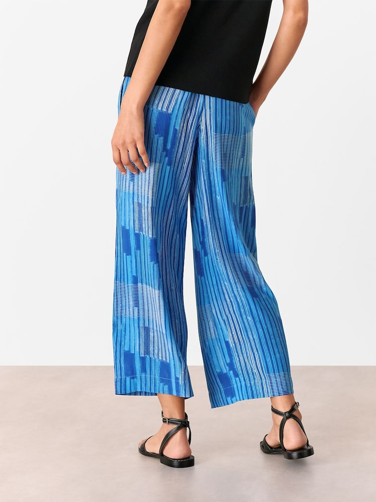 Whistles Blue Stripe Print Cropped Trousers - Image 2 of 5