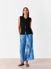 Whistles Blue Stripe Print Cropped Trousers - Image 3 of 5