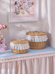 Cath Kidston Set of 2 Pink Wicker Storage Boxes with Fabric Lining - Image 1 of 5