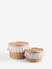 Cath Kidston Set of 2 Pink Wicker Storage Boxes with Fabric Lining - Image 4 of 5