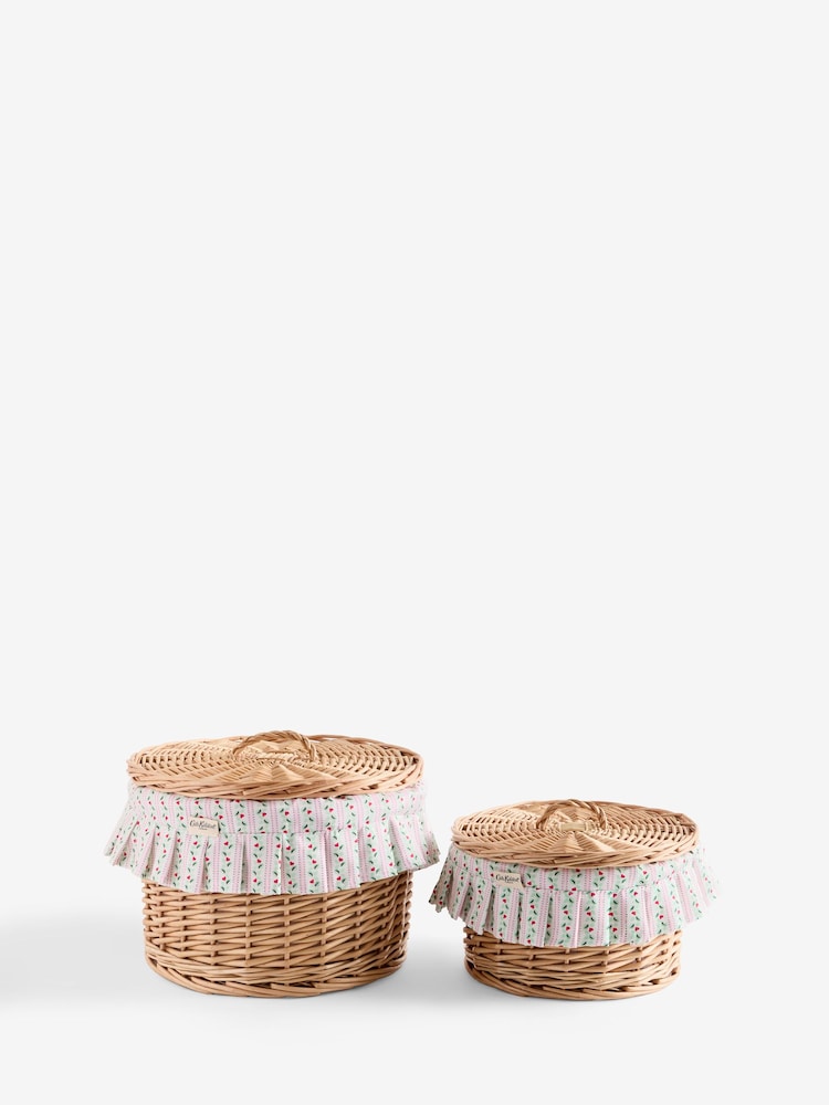 Cath Kidston Set of 2 Pink Wicker Storage Boxes with Fabric Lining - Image 5 of 5 Cath Kidston Set of 2 Pink Wicker Storage Boxes with Fabric Lining - Image 5 of 5