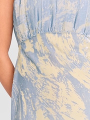 Whistles Blue Devore Swirl Velvet Midi Dress - Image 4 of 5
