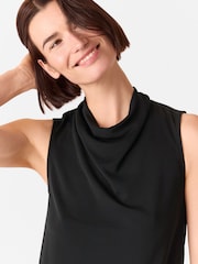 Whistles Black Cowl Neck Detail Tank Top - Image 3 of 5