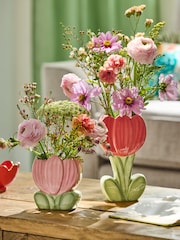 Lucy Tiffney Set of 2 Pink Tulip Vases - Image 1 of 5