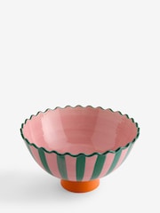 Lucy Tiffney Pink/Green Striped Footed Bowl - Image 1 of 1
