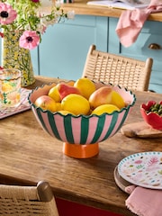 Lucy Tiffney Pink/Green Striped Footed Bowl - Image 2 of 5