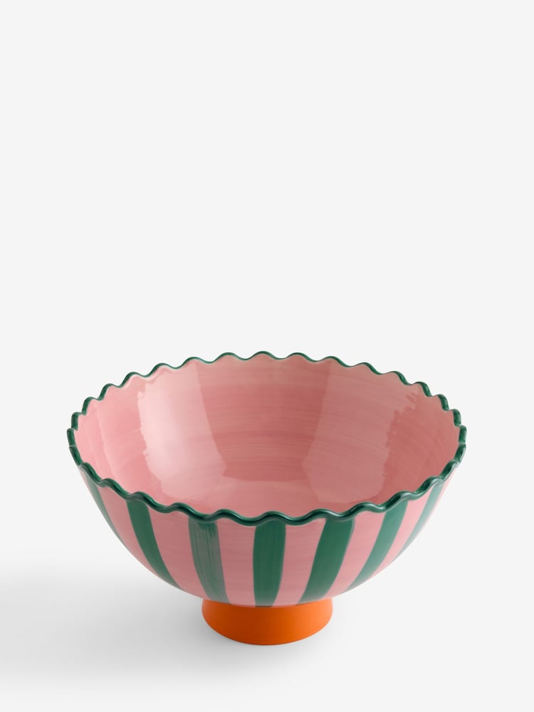 Lucy Tiffney Pink/Green Striped Footed Bowl - Image 5 of 5