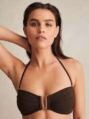 Reiss Chocolate Carina Removable Strap Bandeau Bikini Top - Image 4 of 7