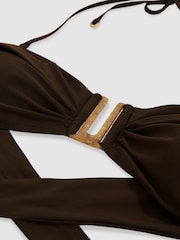 Reiss Chocolate Carina Removable Strap Bandeau Bikini Top - Image 7 of 7